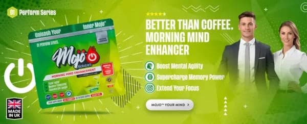 Mojo Kickstart — معزز العقل الصباحي: أفضل من القهوة، معزز العقل الصباحي: عزّز الرشاقة العقلية، شحّن قوة الذاكرة، مدّد تركيزك. وسّع عقلك Mojo.